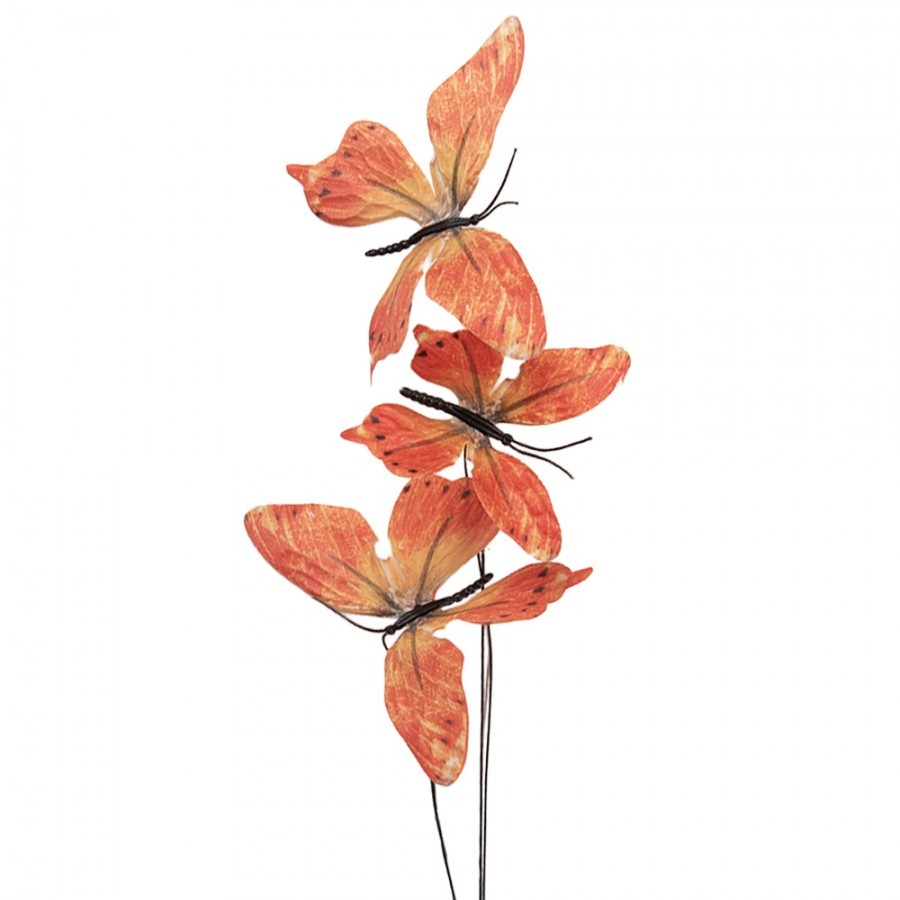 Dekorační větvička s oranžovými motýlky Butterfly - 10*10*65 cm