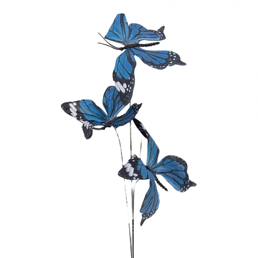 Dekorační větvička s modrými motýlky Butterfly - 10*10*65 cm