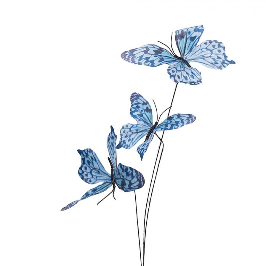 Dekorační větvička s modrými motýlky Butterfly - 10*10*65 cm