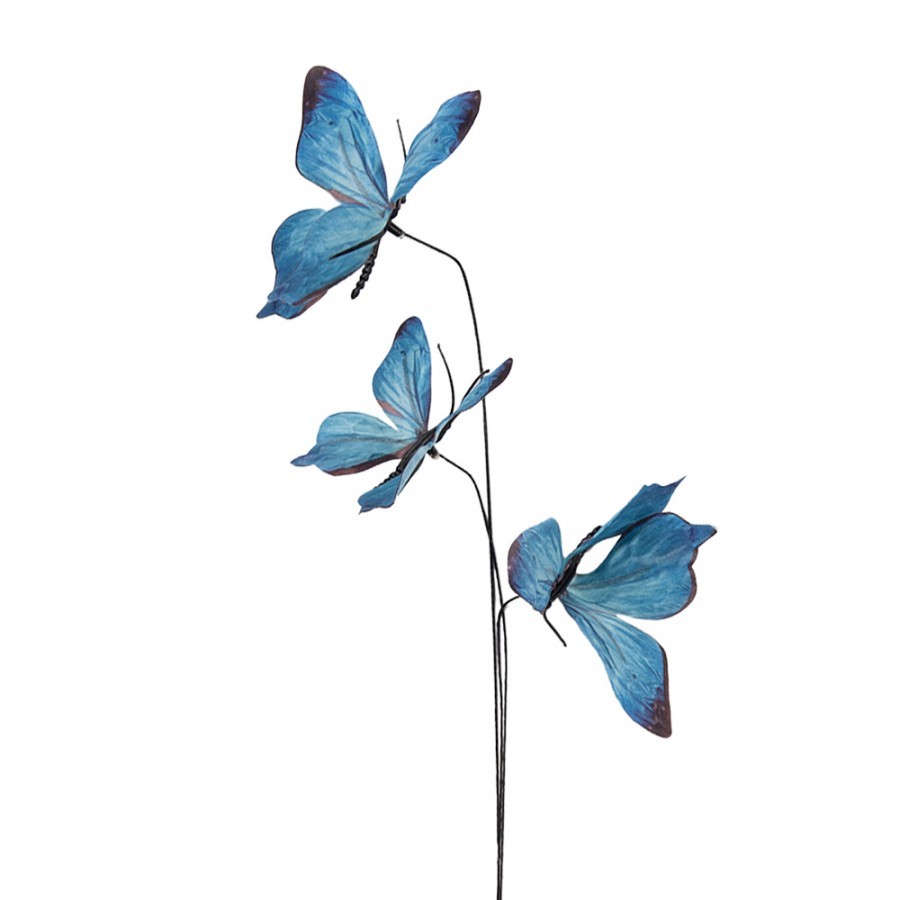 Dekorační větvička s modrými motýlky Butterfly - 10*10*65 cm