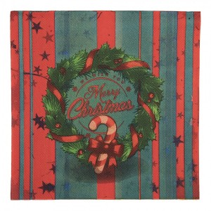 Vánoční papírové ubrousky s věnečkem Merry Christmas - 33*33 cm (20 ks)