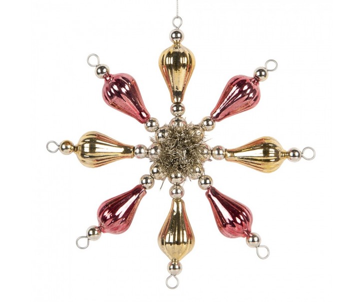 Christmas Ornament 16x3x16 Cm Pink Glass - 16*3*16 cm Clayre & Eef