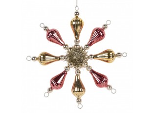 Christmas Ornament 16x3x16 Cm Pink Glass - 16*3*16 cm