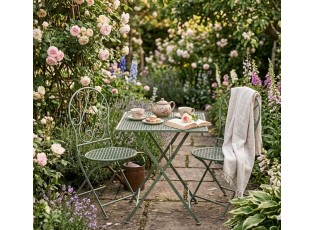 Zelený skládací zahradní Bistro set stůl a 2 židle - 60*60*70cm / 50*40*93 cm