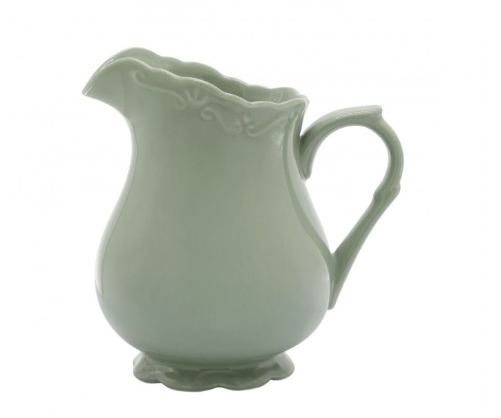 Zelený porcelánový džbán s krajkou Provence lace verte - 18cm / 1.1L Chic Antique