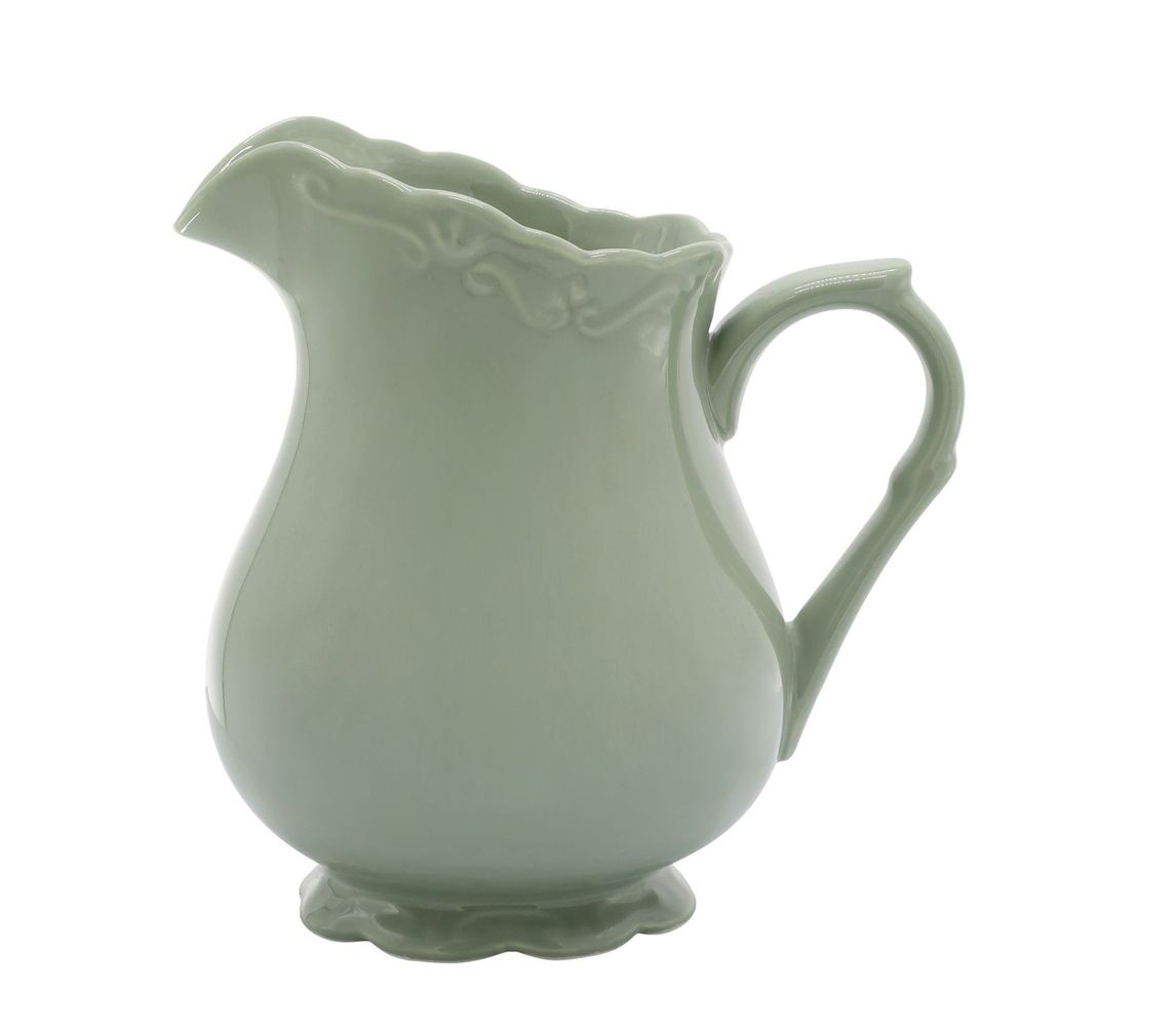 Zelený porcelánový džbán s krajkou Provence lace verte - 18cm / 1100 ml