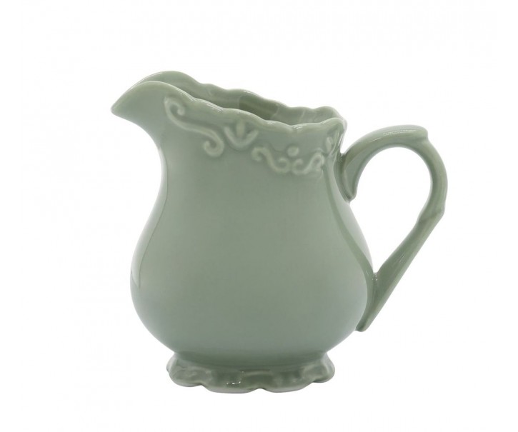 Zelený porcelánový džbánek s krajkou Provence lace verte - 9 cm / 0,2 L Chic Antique