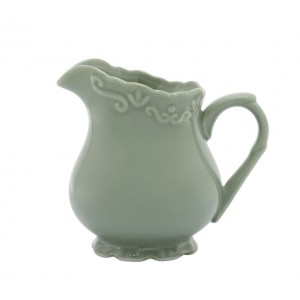 Zelený porcelánový džbánek s krajkou Provence lace verte - 9 cm / 200 ml