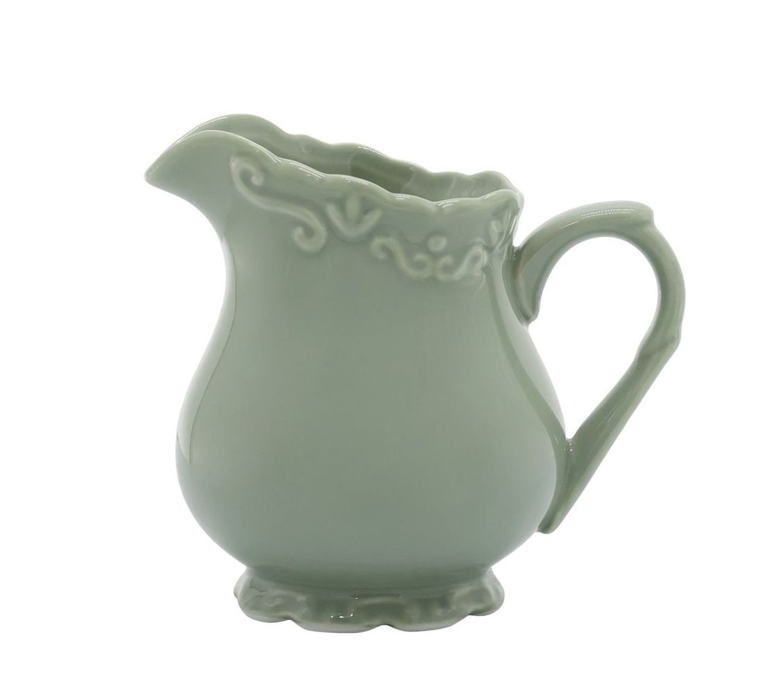 Zelený porcelánový džbánek s krajkou Provence lace verte - 9 cm / 200 ml