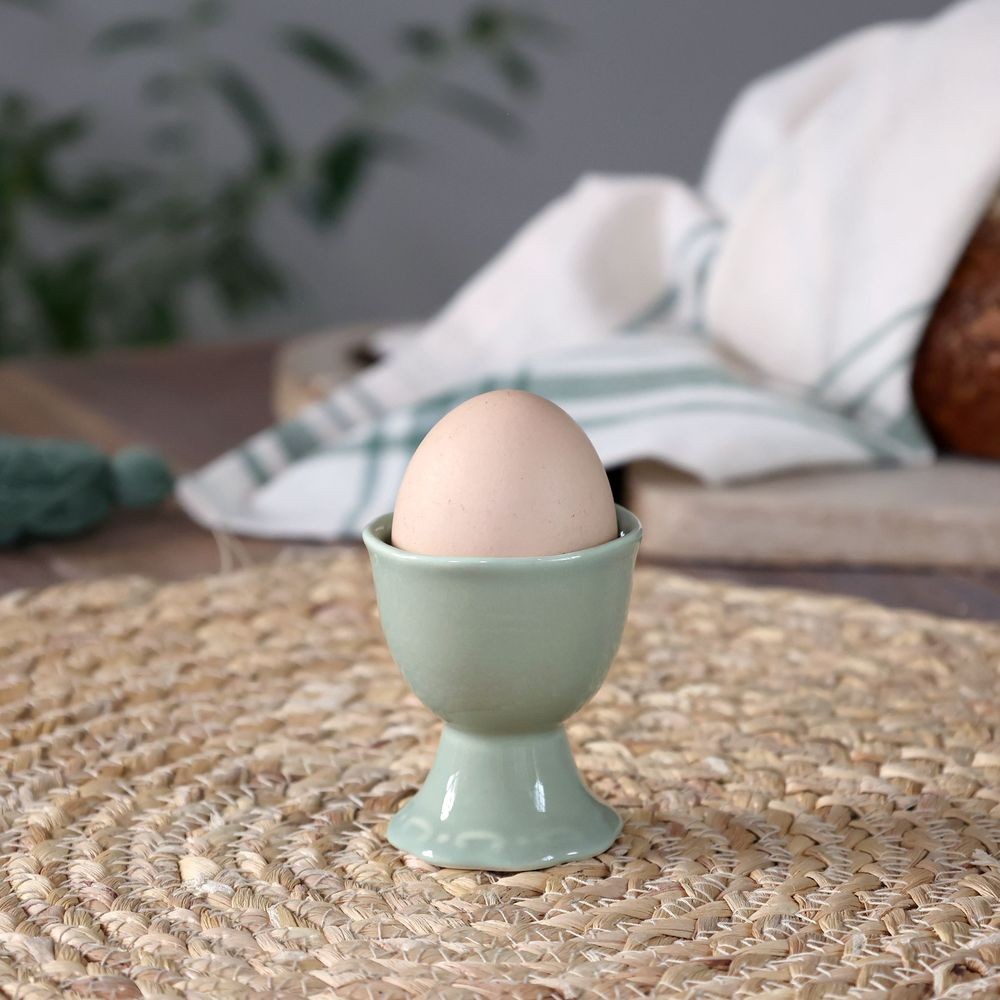 Zelený porcelánový kalíšek na vajíčko s krajkou Provence lace verte - 5*6 cm