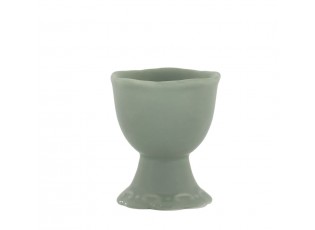 Zelený porcelánový kalíšek na vajíčko s krajkou Provence lace verte - 5*6 cm