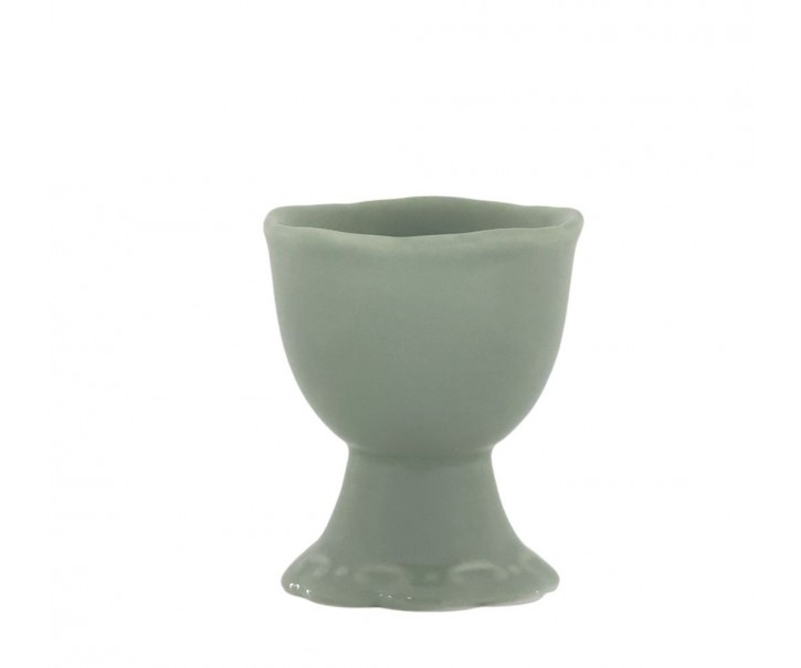 Zelený porcelánový kalíšek na vajíčko s krajkou Provence lace verte - 5*6 cm Chic Antique