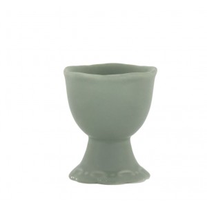 Zelený porcelánový kalíšek na vajíčko s krajkou Provence lace verte - 5*6 cm