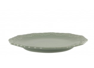 Zelený porcelánový dezertní talíř s krajkou Provence lace verte - Ø 19 cm