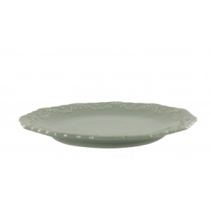 Zelený porcelánový dezertní talíř s krajkou Provence lace verte - Ø 19 cm