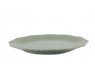 Zelený porcelánový jídelní talíř s krajkou Provence lace verte - Ø 27 cm
