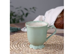 Zelený porcelánový hrnek s krajkou Provence lace verte - 10 cm / 300 ml