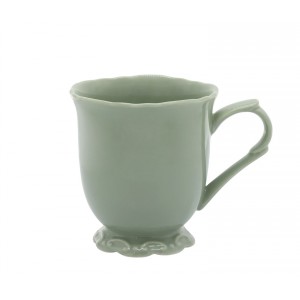 Zelený porcelánový hrnek s krajkou Provence lace verte - 10 cm / 300 ml