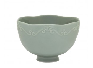 Zelená porcelánová miska s krajkou Provence lace verte - Ø 14*10 cm / 650 ml