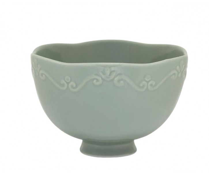 Zelená porcelánová miska s krajkou Provence lace verte - Ø 14*10 cm / 650 ml Chic Antique