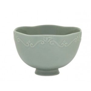 Zelená porcelánová miska s krajkou Provence lace verte - Ø 14*10 cm / 650 ml