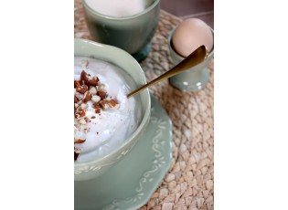 Zelená porcelánová miska s krajkou Provence lace verte - Ø 14*10 cm / 650 ml