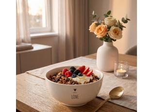 Bílá porcelánová miska se srdíčkem Lovely Day - Ø 14*7 cm / 500 ml