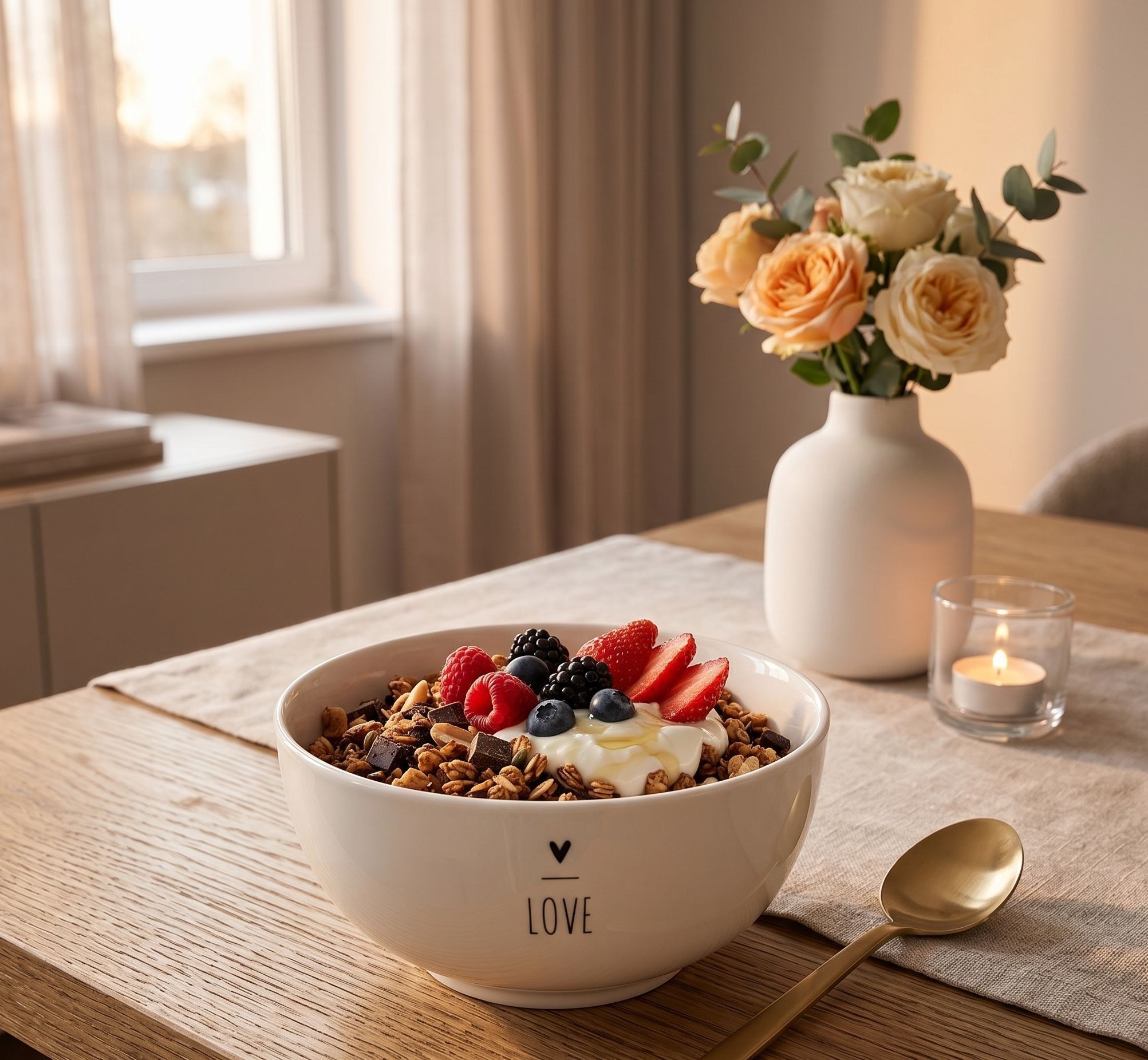 Bílá porcelánová miska se srdíčkem Lovely Day - Ø 14*7 cm / 500 ml