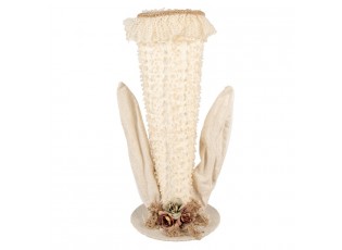 Béžová dekorace busta zaječí uši s kloboukem Fancy - 24*17*50 cm
