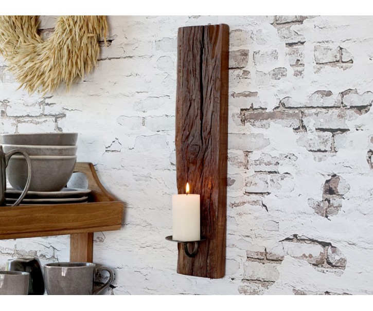Dřevěný nástěnný svícen Grimaud Unit - 12*10*43 cm Chic Antique