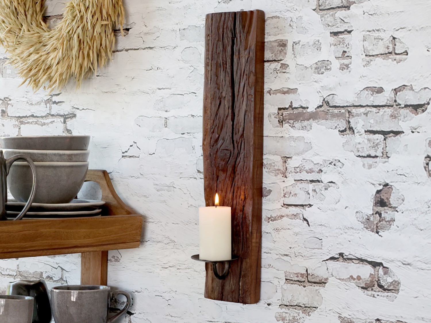 Levně Dřevěný nástěnný svícen Grimaud Unit křivý - 12*10*43 cm 71107700antik
