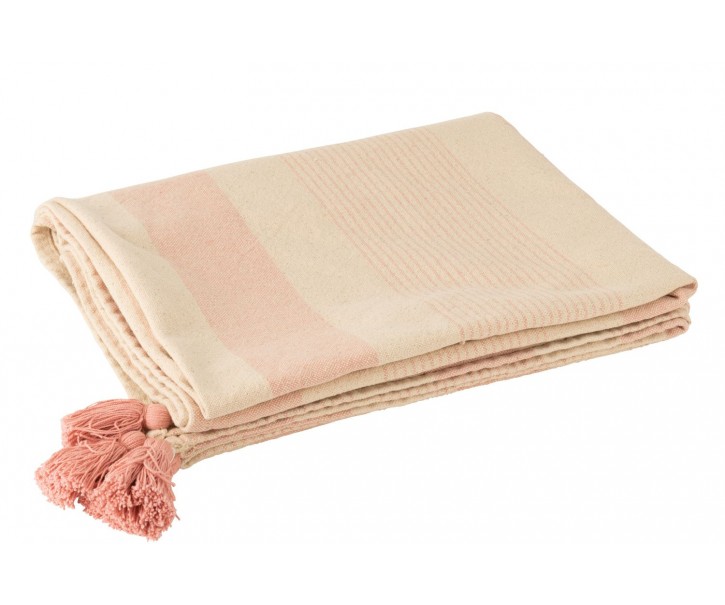 Béžovo-růžový pléd se střapci Wov Mik - 130*180cm J-Line by Jolipa