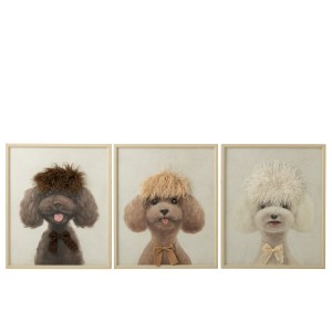 Set 3ks 3D obrazů Pudl Poodle MDF - 50*3,5*60 cm