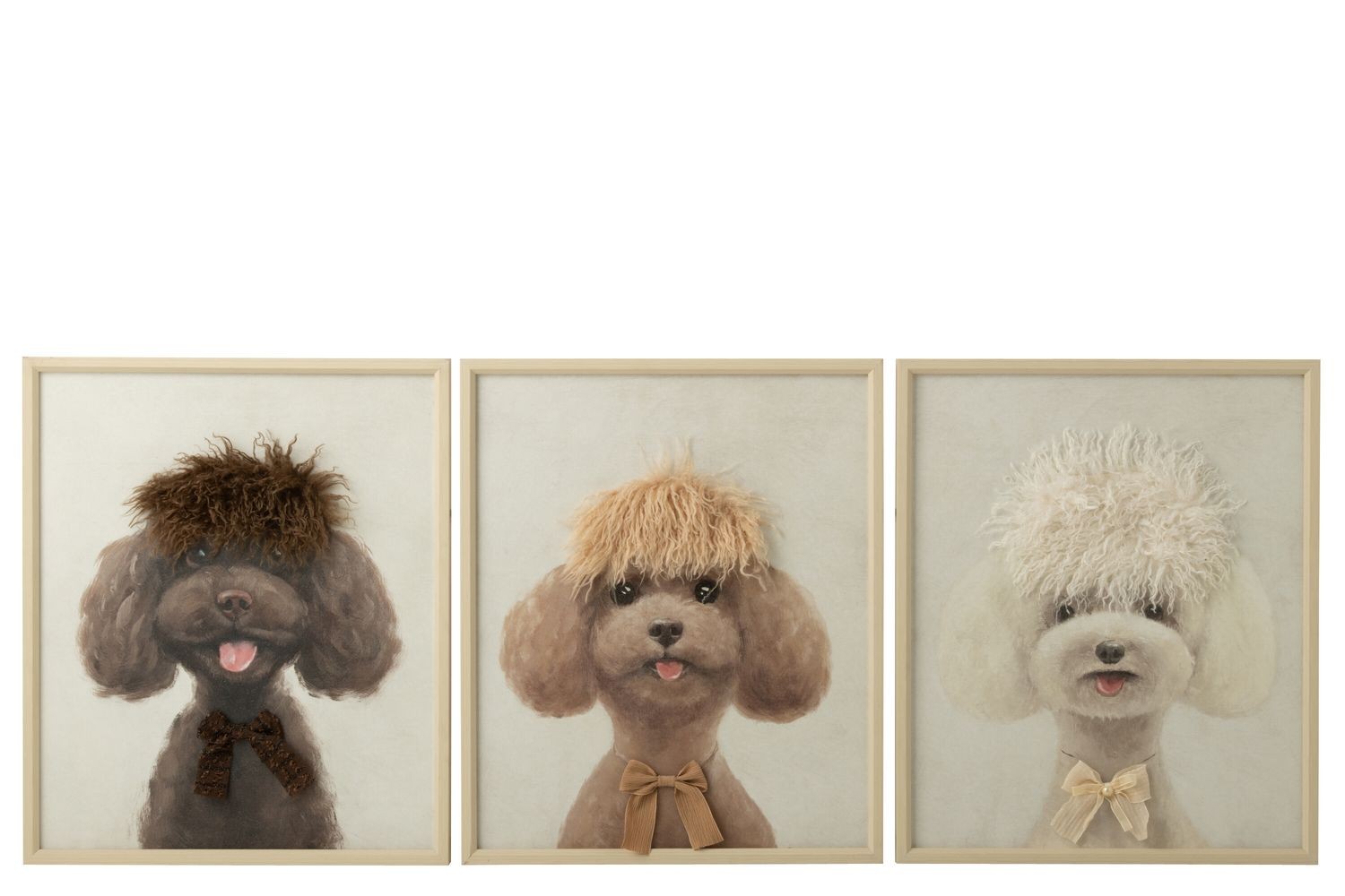 Set 3ks 3D obrazů Pudl Poodle MDF - 50*3,5*60 cm