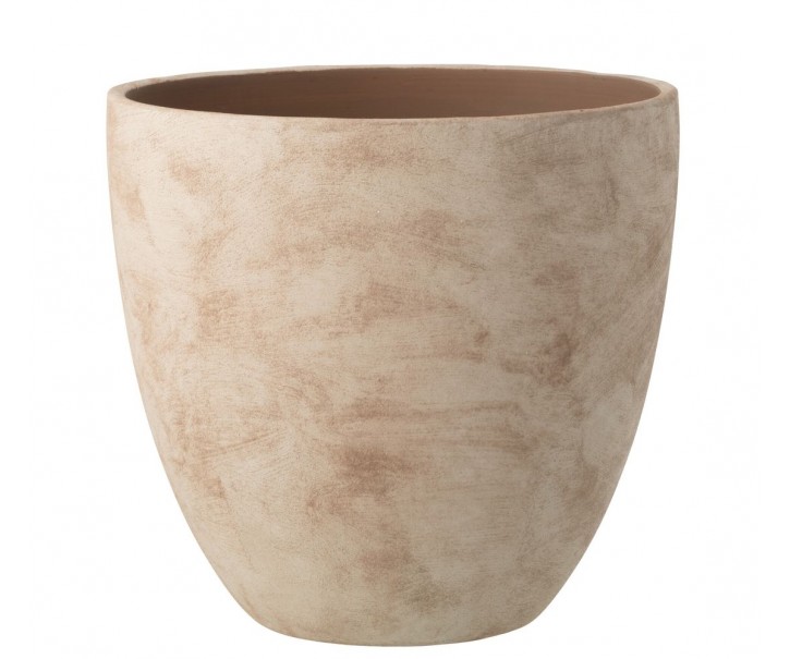 Béžový keramický obal na květináč Larigge XL - Ø 36*34 cm J-Line by Jolipa