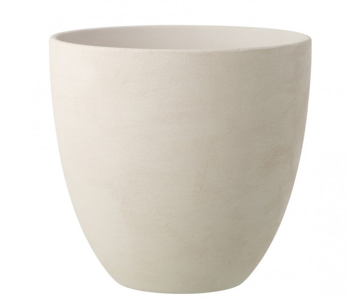 Bílý antik keramický obal na květináč Larigge XL - Ø 36*34 cm J-Line by Jolipa