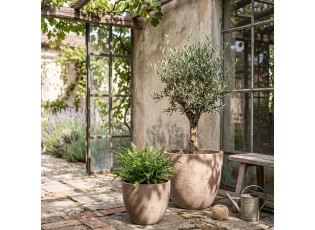 Taupe antik keramický obal na květináč Larigge XL - Ø 36*34 cm