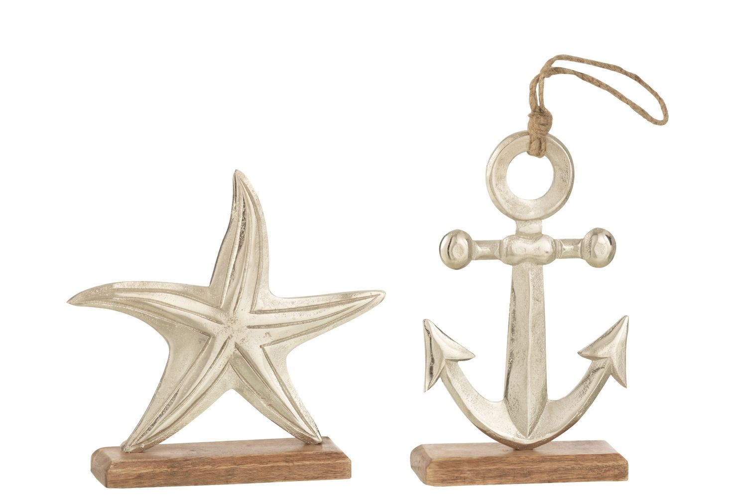 Set 2ks stříbrná raw dekorace hvězdice a kotva Sea Decor - 20*5*19 cm