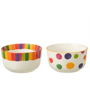 Set 2ks miska s barevnými pruhy a puntíky Polli Dot v krabičce - Ø 14*6 cm