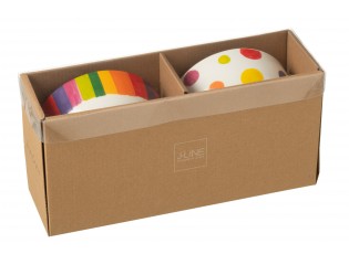Set 2ks miska s barevnými pruhy a puntíky Polli Dot v krabičce - Ø 14*6 cm