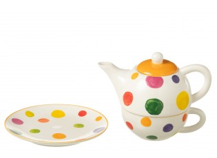 Tea for One s barevnými puntíky Polli Dot v krabičce - 19*12*15 cm / 420/ 200 ml