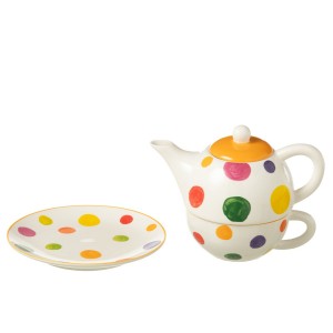 Tea for One s barevnými puntíky Polli Dot v krabičce - 19*12*15 cm / 420/ 200 ml