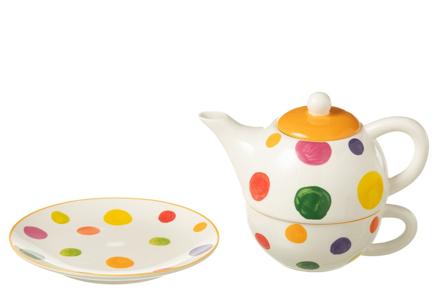Tea for One s barevnými puntíky Polli Dot v krabičce - 19*12*15 cm / 420/ 200 ml