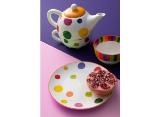 Tea for One s barevnými puntíky Polli Dot v krabičce - 19*12*15 cm / 420/ 200 ml