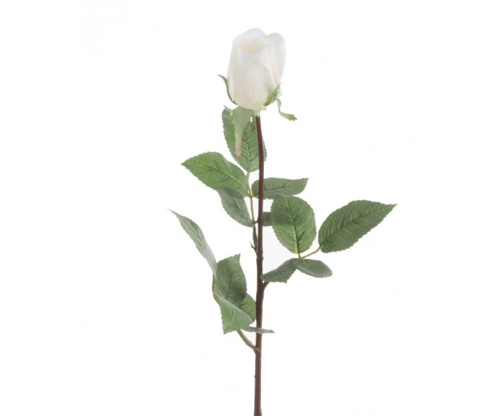 Dekorace umělá bílá růže poupě Anice - 74 cm J-Line by Jolipa