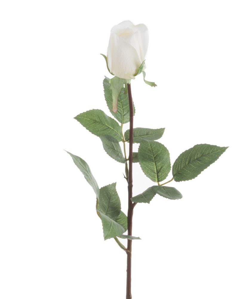 Dekorace umělá bílá růže poupě Anice - 74 cm