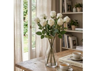 Dekorace umělá bílá růže poupě Anice - 74 cm