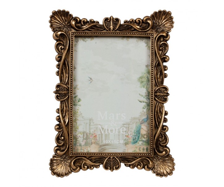 Bronzový antik fotorámeček s ornamenty Chateau - 15*2*20 cm / 10*15 cm Mars & More 