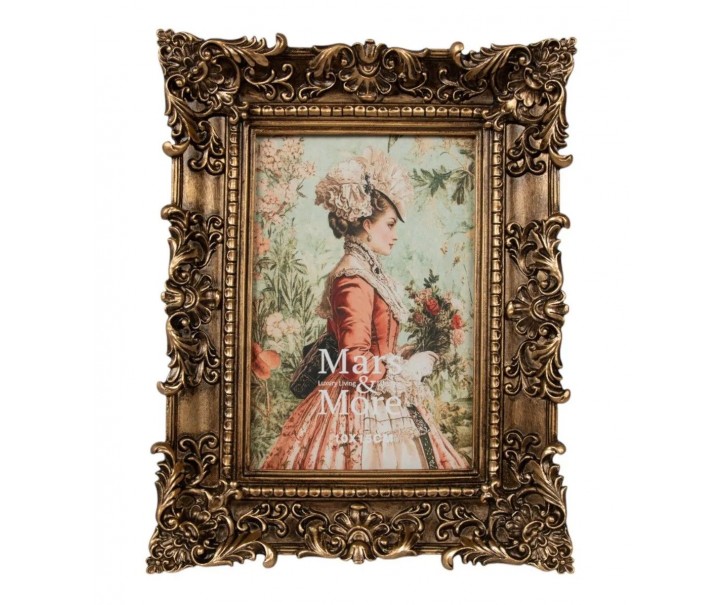 Bronzový antik fotorámeček s ornamenty Chateau - 18*3*23 cm / 10*15 cm Mars & More 