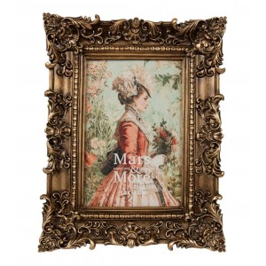 Bronzový antik fotorámeček s ornamenty Chateau - 18*3*23 cm / 10*15 cm